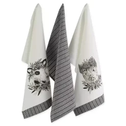 Kirklands Home Kitchen Accessories|Black and White Animal Kitchen Towels, Set of 3