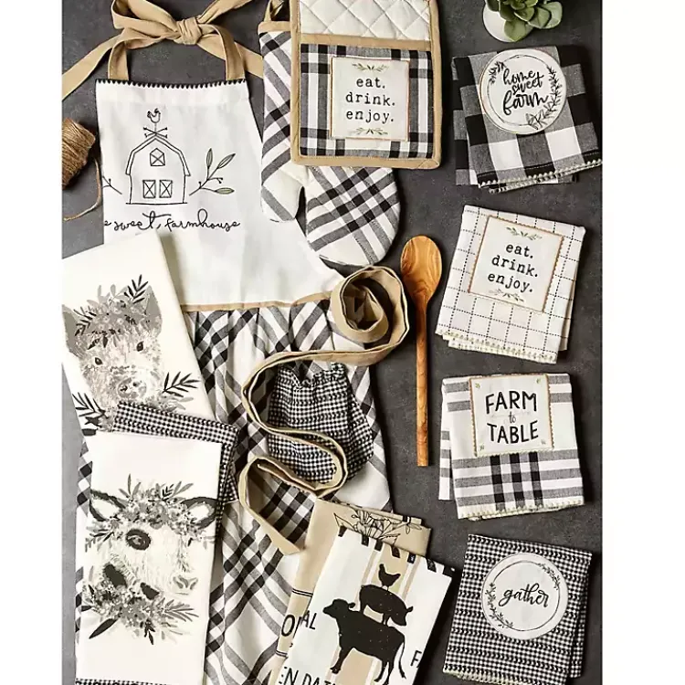 Kirklands Home Kitchen Accessories|Black and White Animal Kitchen Towels, Set of 3