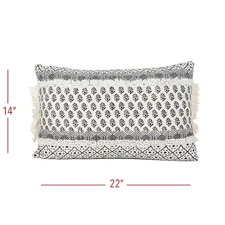 Online Black and White Boho Print Lumbar Pillow Pillows