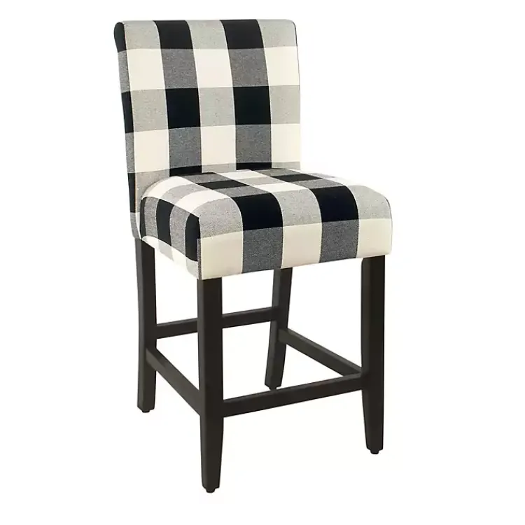 Kirklands Home Bar Stools & Counter Height Stools|Black and White Buffalo Check Counter Stool
