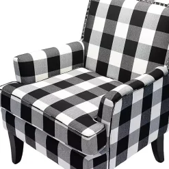 Kirklands Home Accent Chairs|Black and White Buffalo Check Armchair