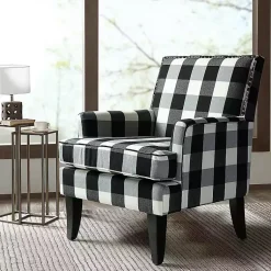 Kirklands Home Accent Chairs|Black and White Buffalo Check Armchair