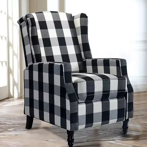 Kirklands Home Accent Chairs|Black and White Buffalo Check Recliner