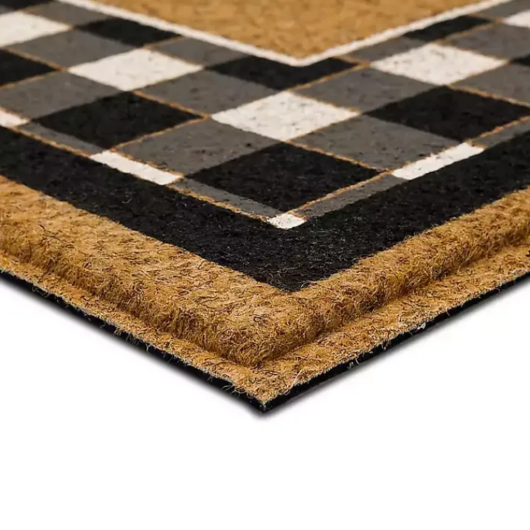 Kirklands Home Doormats|Black and White Buffalo Check Welcome Doormat