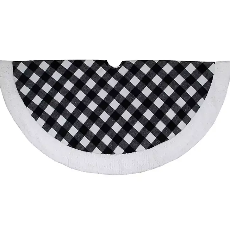 New Black and White Buffalo Check Sherpa Tree Skirt Christmas Tree Skirts & Collars