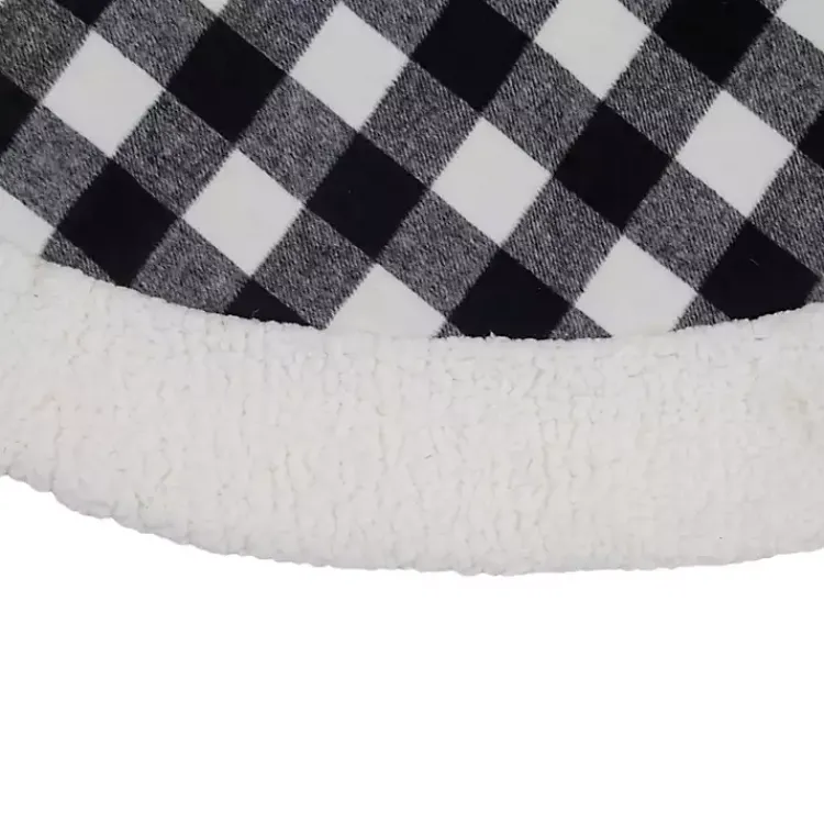 New Black and White Buffalo Check Sherpa Tree Skirt Christmas Tree Skirts & Collars