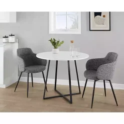 Kirklands Home Dining Tables|Black and Canary Cosmo Round Dining Table White