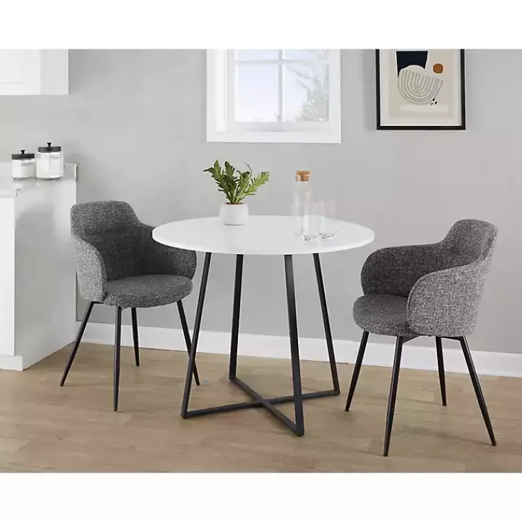 Kirklands Home Dining Tables|Black and Canary Cosmo Round Dining Table White