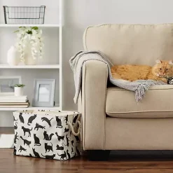 Discount Black and White Cat Rectangular Pet Bin Baskets & Boxes