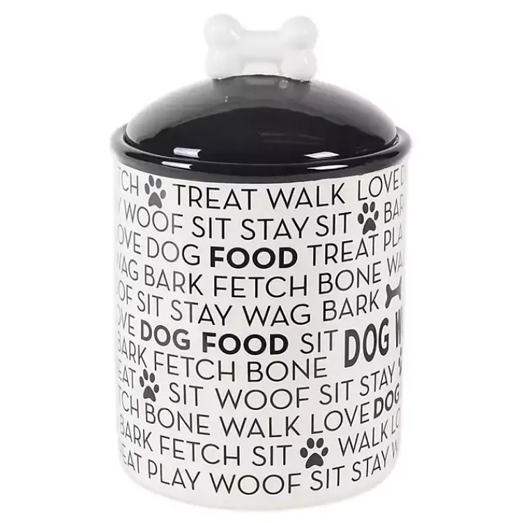 Kirklands Home Pet Dishes & Canisters|Black and White Ceramic Canister