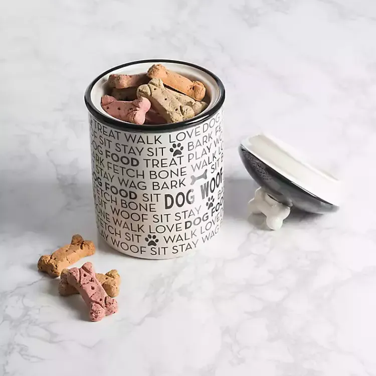 Kirklands Home Pet Dishes & Canisters|Black and White Ceramic Canister