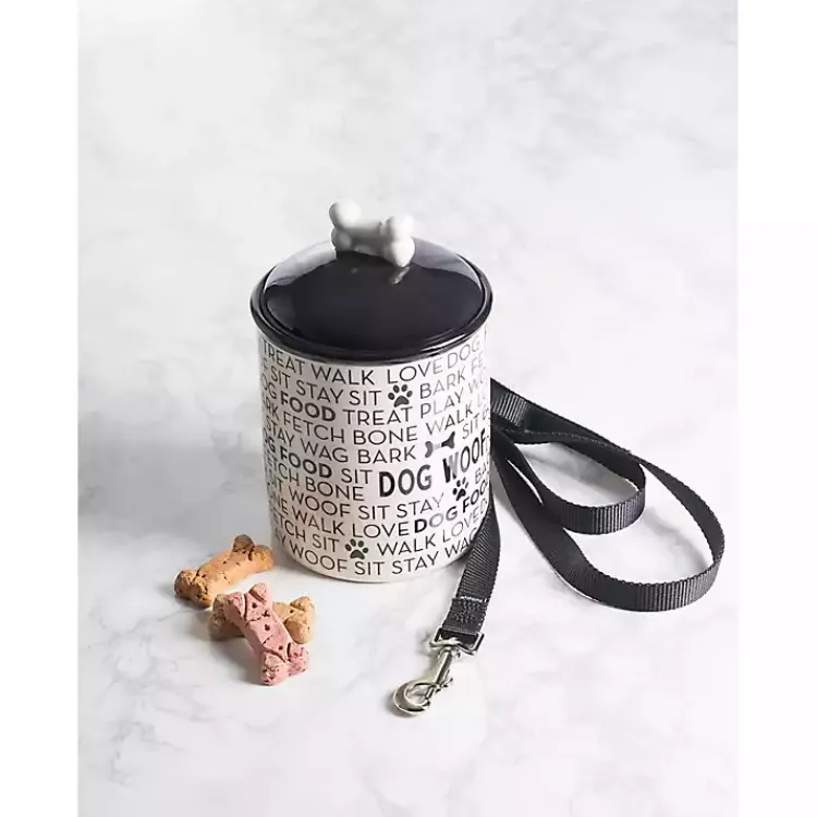 Kirklands Home Pet Dishes & Canisters|Black and White Ceramic Canister