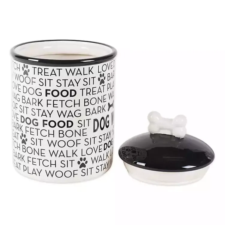 Kirklands Home Pet Dishes & Canisters|Black and White Ceramic Canister