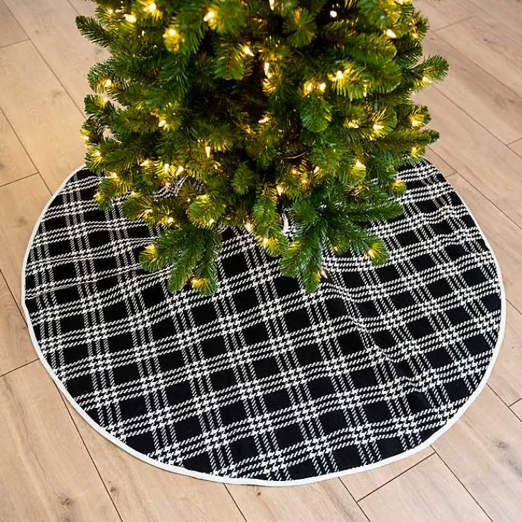 Discount Black and White Check Christmas Tree Skirt Christmas Tree Skirts & Collars