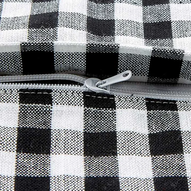 Outlet and White Check Pillow Covers, Set of 4 Pillows