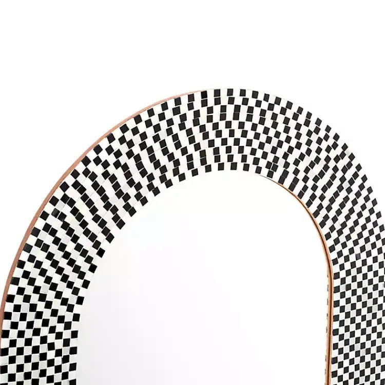 Kirklands Home Decorative Mirrors|Black and White Checkered Arch Wall Mirror