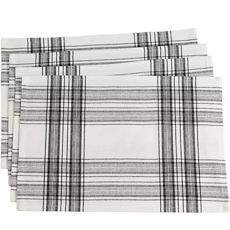 Kirklands Home Table Linens|Black and White Classic Plaid Placemats, Set of 4