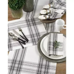 Kirklands Home Table Linens|Black and White Classic Plaid Placemats, Set of 4