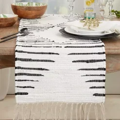 Kirklands Home Table Linens|Black and White Diamond Table Runner