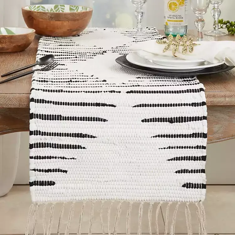 Kirklands Home Table Linens|Black and White Diamond Table Runner