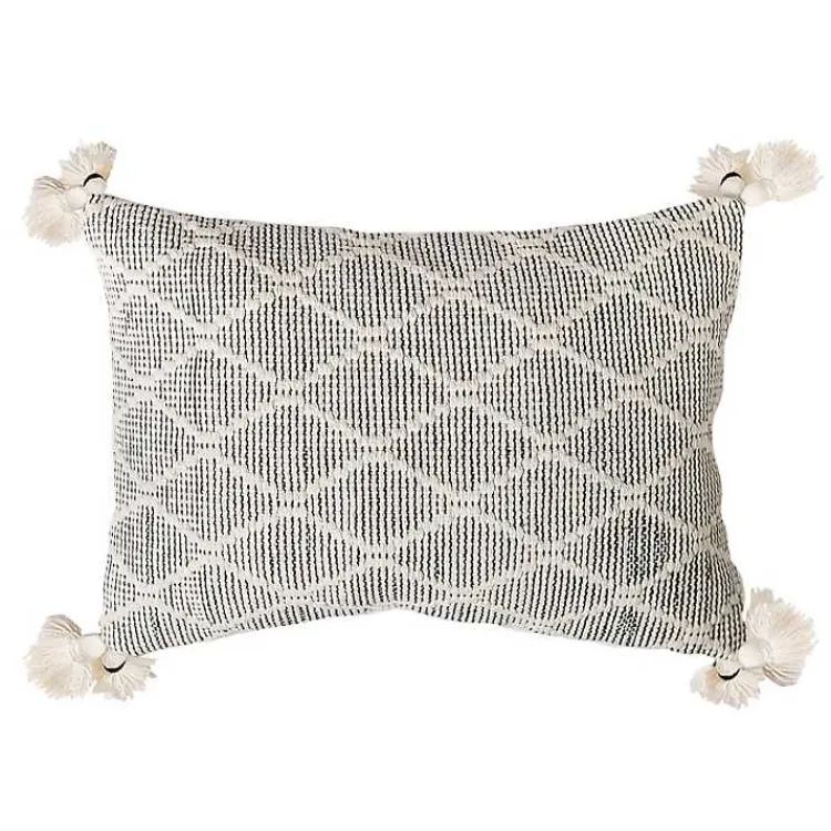 Online Black and White Diamond Woven Lumbar Pillow Pillows