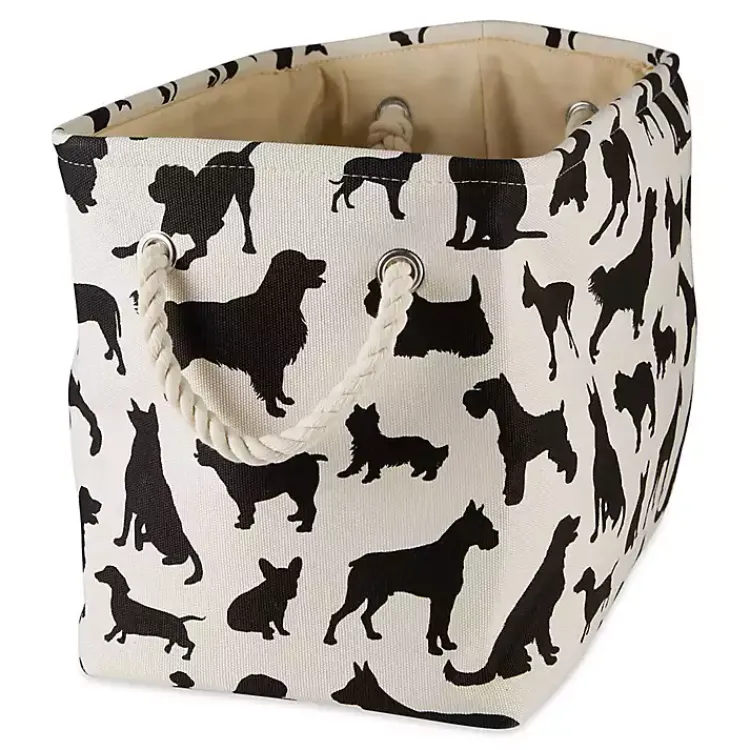 Discount Black and White Dog Rectangular Pet Bin Baskets & Boxes