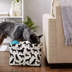 Discount Black and White Dog Rectangular Pet Bin Baskets & Boxes
