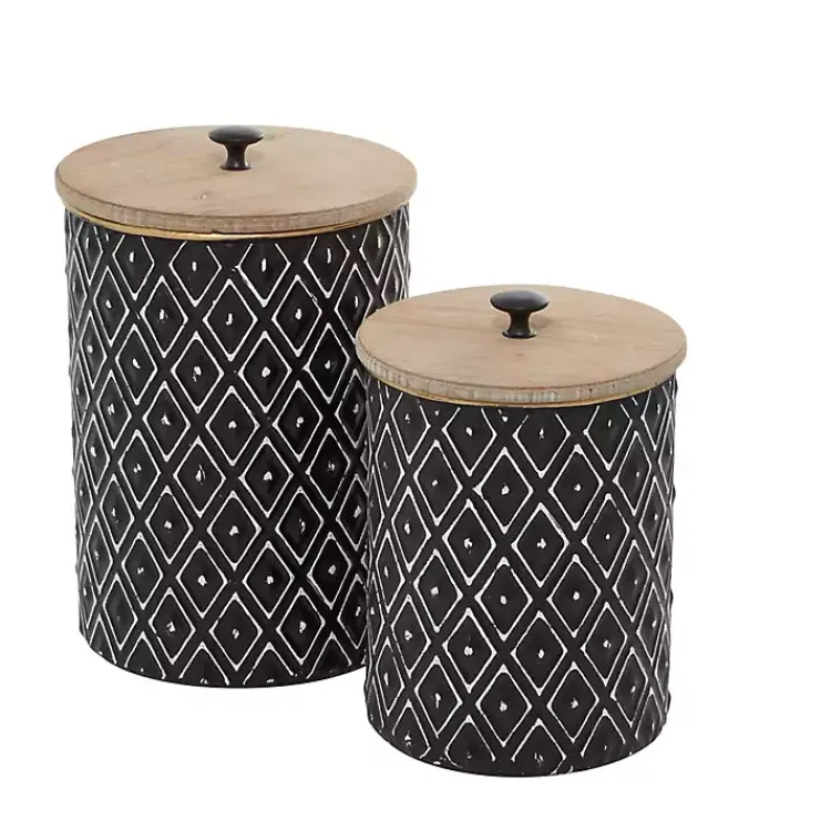 Best and White Embossed Diamond Jars, Set of 2 Decorative Bowls & Jars