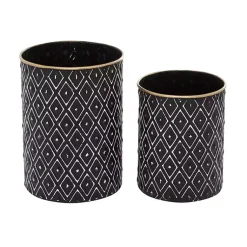 Best and White Embossed Diamond Jars, Set of 2 Decorative Bowls & Jars