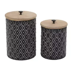Best and White Embossed Diamond Jars, Set of 2 Decorative Bowls & Jars