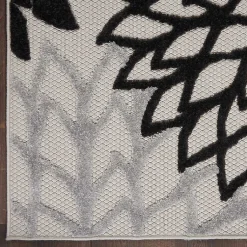 Kirklands Home Outdoor Rugs|Black and White Floral Outdoor Area Rug, 5x7