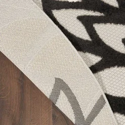 Kirklands Home Outdoor Rugs|Black and White Floral Round Outdoor Area Rug, 5x5