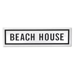 Kirklands Home Wall Plaques|Black and White Metal Beach House Wall Sign