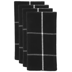 Kirklands Home Table Linens|Black and White Plaid Cotton Napkins, Set of 4