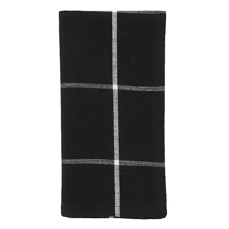 Kirklands Home Table Linens|Black and White Plaid Cotton Napkins, Set of 4