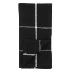 Kirklands Home Table Linens|Black and White Plaid Cotton Napkins, Set of 4