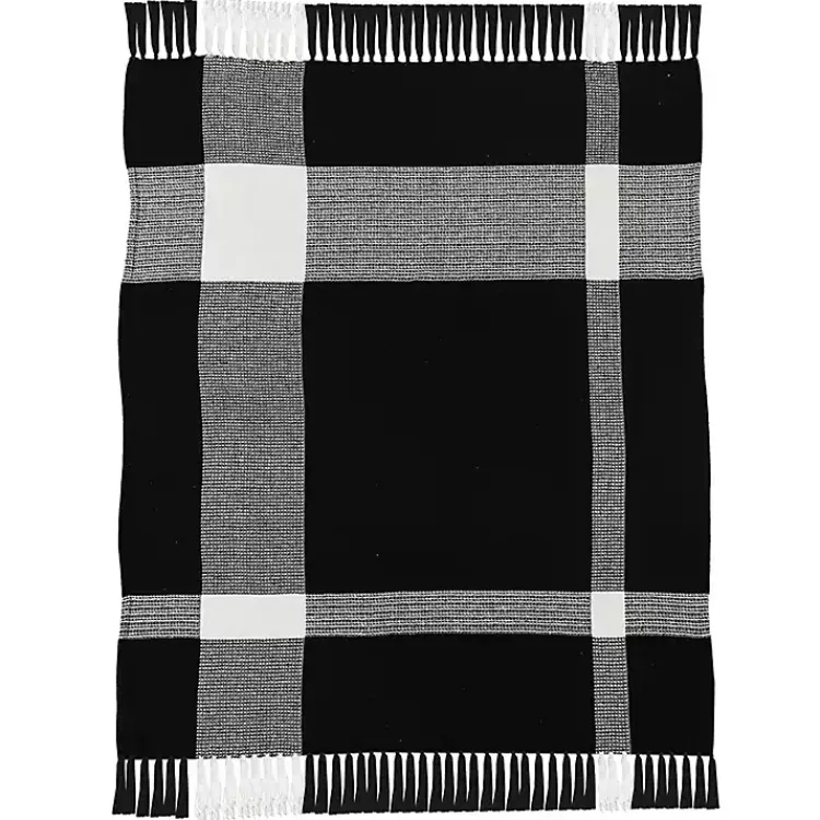 Discount Black and White Plaid Organic Cotton Throw Blankets & Throws
