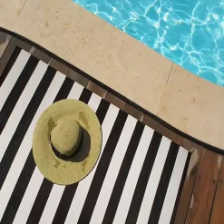 Kirklands Home Outdoor Rugs|Black and White Rugby Stripe Outdoor Area Rug, 5x8