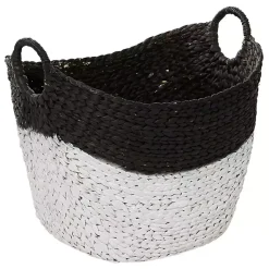 Hot Black and White Seagrass Ring Handle Basket Baskets & Boxes