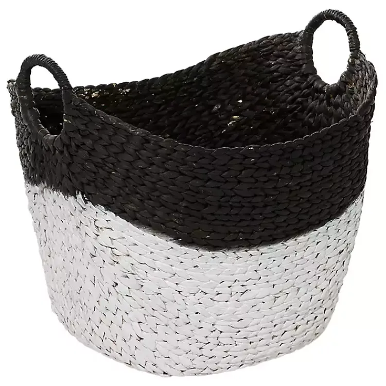 Hot Black and White Seagrass Ring Handle Basket Baskets & Boxes