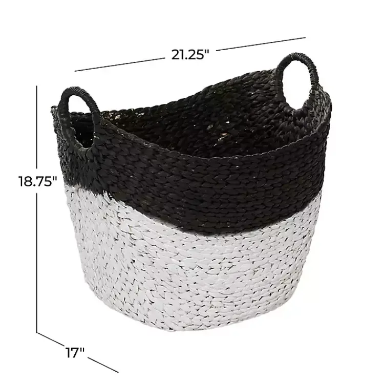 Hot Black and White Seagrass Ring Handle Basket Baskets & Boxes
