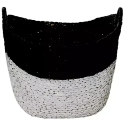 Hot Black and White Seagrass Ring Handle Basket Baskets & Boxes