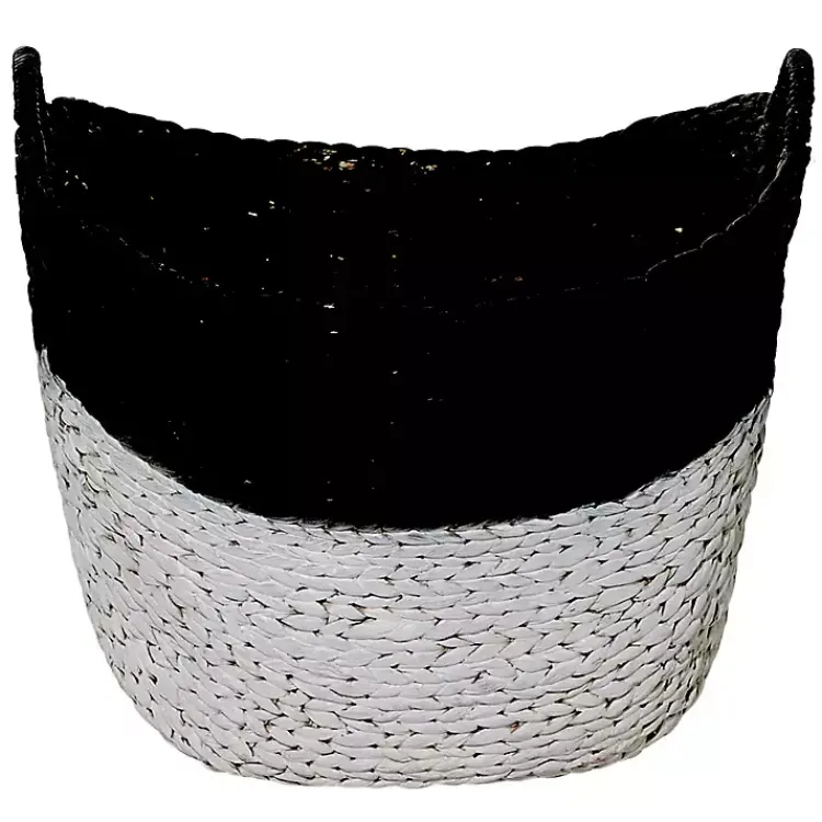 Hot Black and White Seagrass Ring Handle Basket Baskets & Boxes