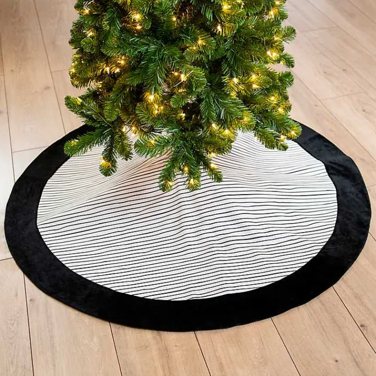 Outlet Black and White Stripe Christmas Tree Skirt Christmas Tree Skirts & Collars