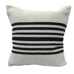 New Black and White Striped Cotton Throw Pillow Pillows