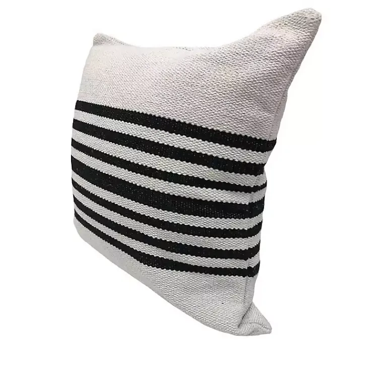 New Black and White Striped Cotton Throw Pillow Pillows