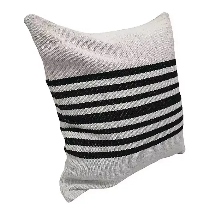 New Black and White Striped Cotton Throw Pillow Pillows