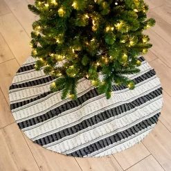 Sale Black and White Striped Fringe Tree Skirt Christmas Tree Skirts & Collars
