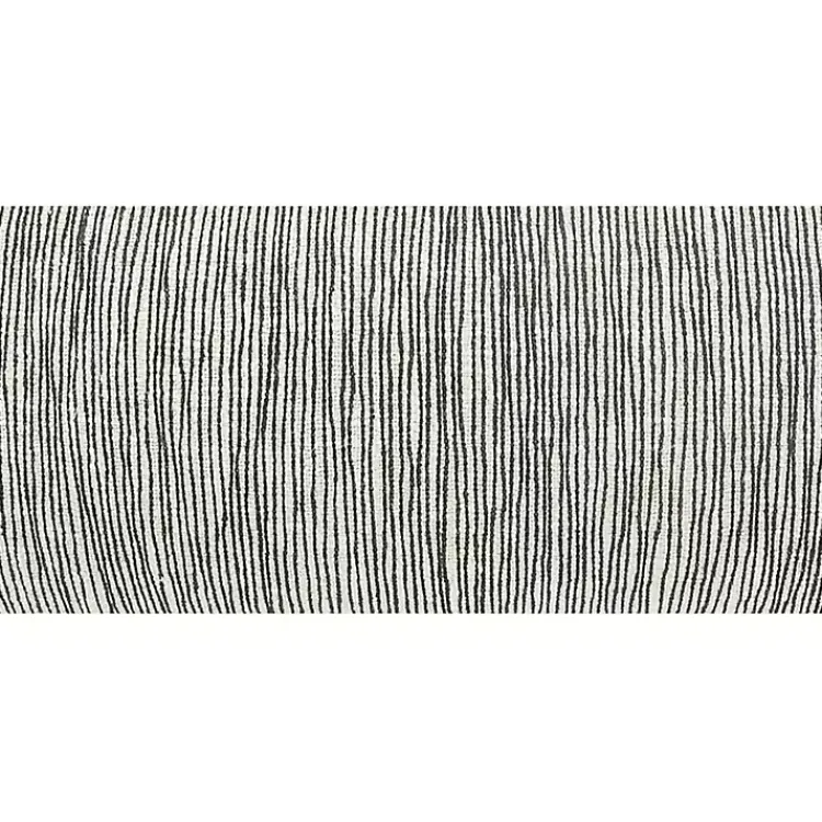 Online Black and White Striped Lumbar Pillow with Tassels Pillows