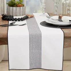 Kirklands Home Table Linens|Black and White Striped Table Runner
